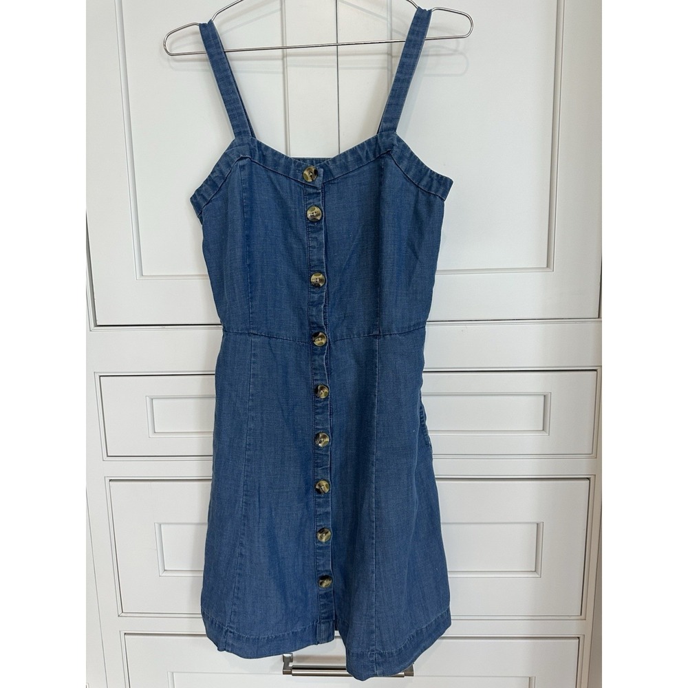 90s Y2K Chambray Button Down Dress Size 4 Indie Sleaze Soft Grunge